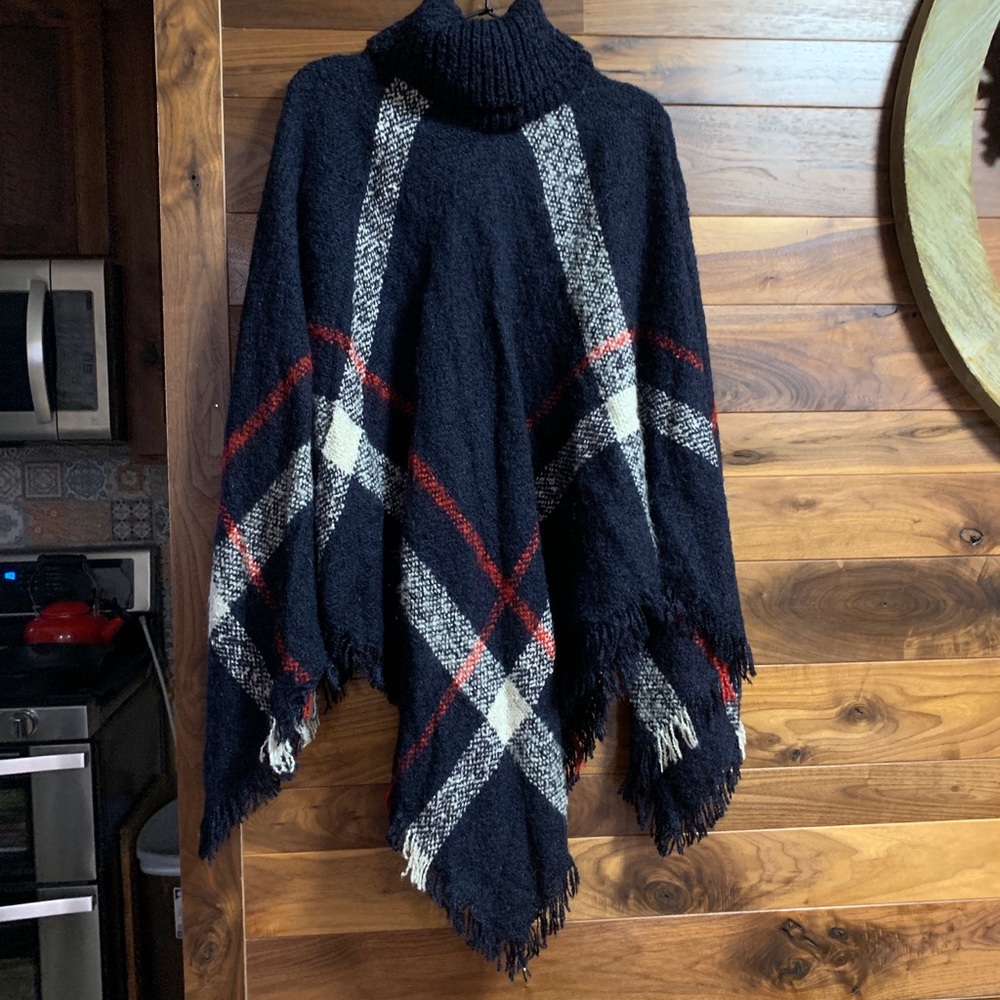 Sylvia Alexander Plaid Poncho- One Size